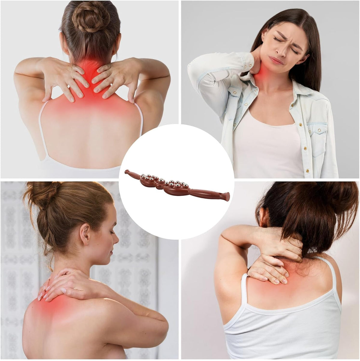 Handheld Massage Stick Roller with Steel Balls Muscle Massage Roller for Neck and Back for Muscle Relief and Relaxation at Home Or Travel
