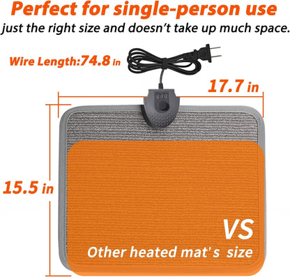 Heated Floor Mat Under Desk for Foot Warmer - Wider 110V Adjustable Temperature Electric Heating Pad - Carbon Crystal & Energy Saving Feet Warmers for Office,Home (Black)