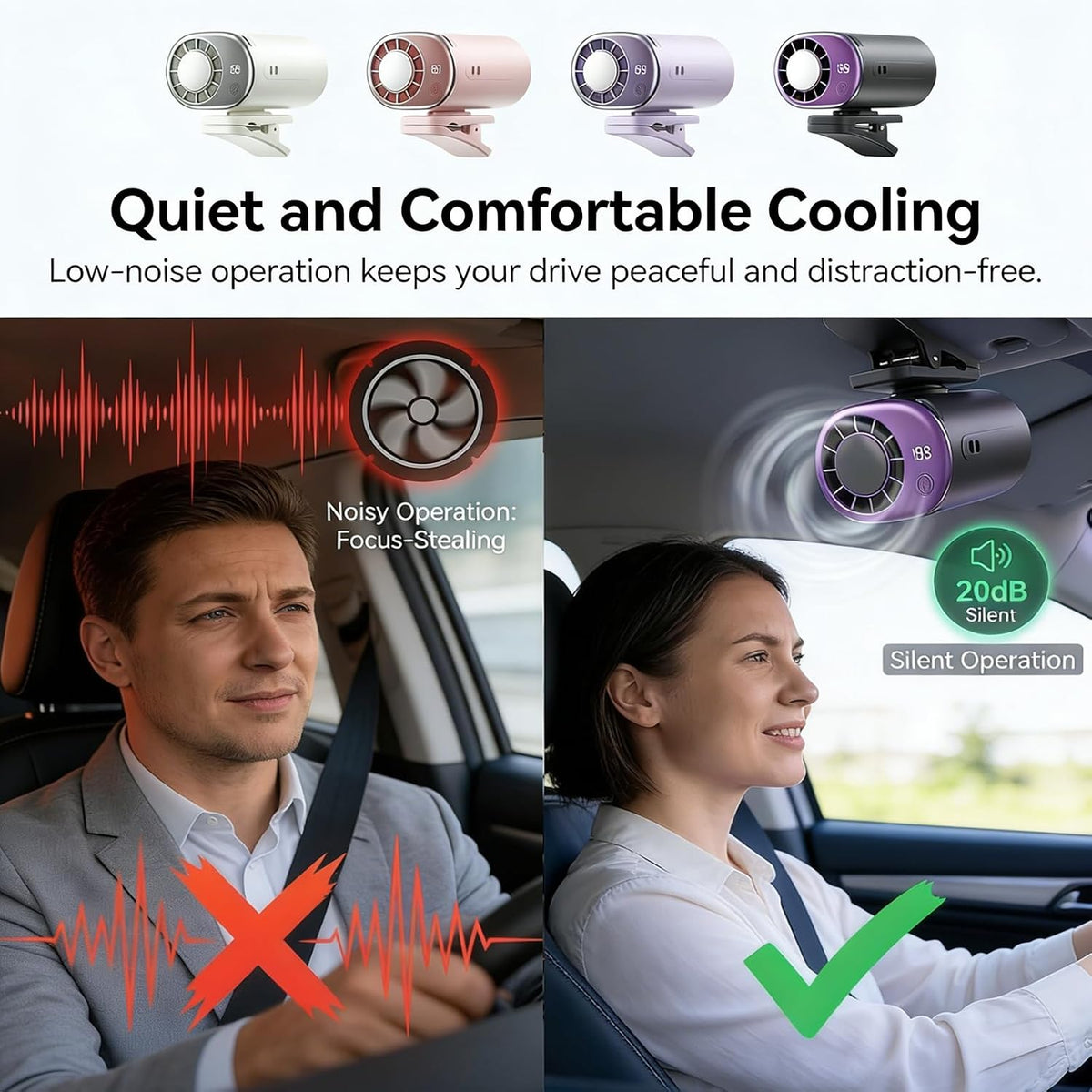 Clip On Air Conditioner Fan, 199 Speeds & 16°C Cooling (Purple)