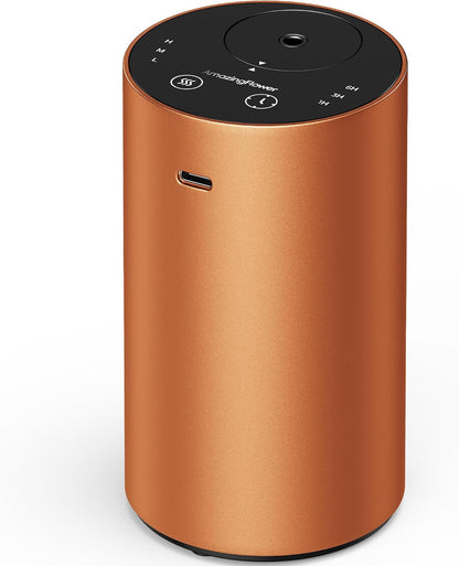 Waterless Essential Oil Diffuser, Rechargeable Scent Diffusers with 3 Mist Levels & Timers, Portable Aromatherapy Diffuser for Home Car Room Studio Office, Black Metal