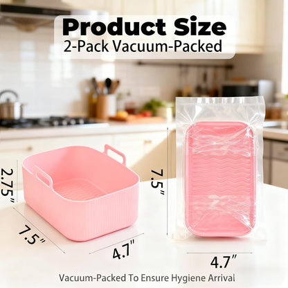 Silicone Air Fryer Liners for Ninja - Reusable DZ201 8QT Dual Basket - Rectangular 2-Pack Vacuum-Packed Easy-Clean Dishwasher-Safe Food-Safe for Home Chefs - Housewarming Gifts