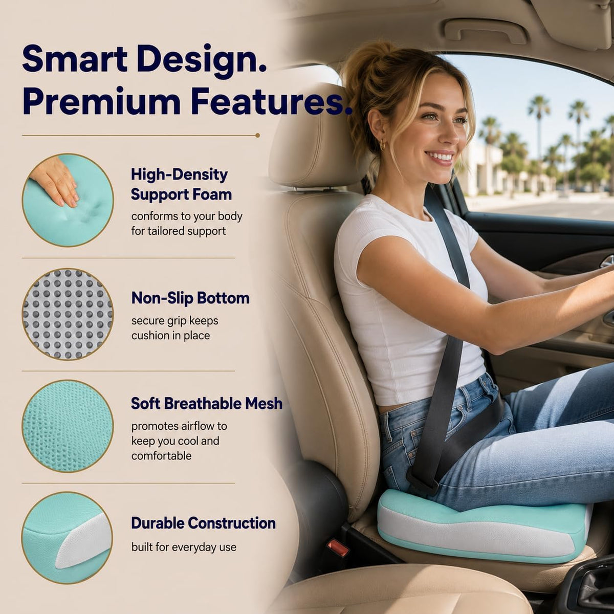 Memory Foam Ergonomic Seat Cushion for Office Chairs Pain Relief