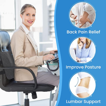 Lumbar Support Pillow for Office Chair, Back Support, Memory Foam, Grey | Improve Sitting Posture & Back Pain Relief. Lumbar Pillow Fits Office, Gaming & Car Chairs with Adjustable Dual Straps