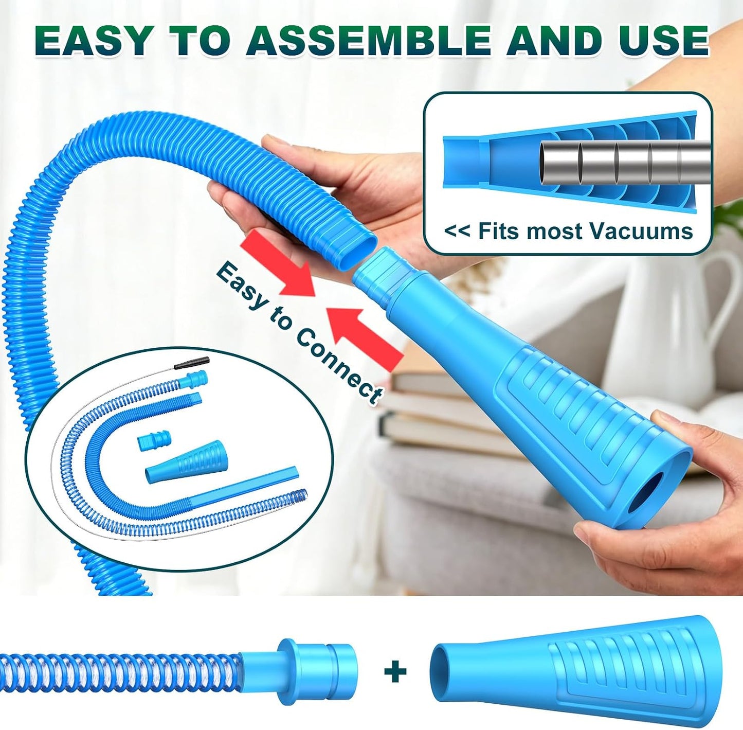Sealegend 2 Pieces Dryer Vent Cleaner Kit Dryer Lint Vacuum Attachment Hose | Flexible Dryer Vent Vacuum Hose for Deep Cleaning/Lint Remover Kit with Guide Wire/Dryer Lint Trap Cleaner Ease of Use (Blue)