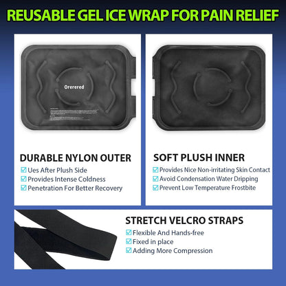 Ice Packs for Injuries Reusable Knee Gel Ice Pack Wrap for Swelling Black