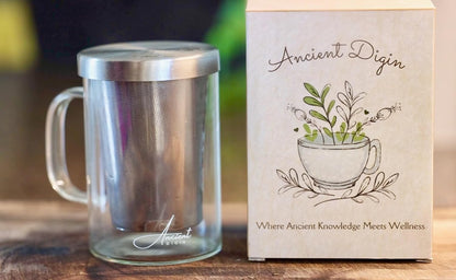 16.9 oz Borosilicate Glass Tea Mug with Stainless Steel Infuser & Lid –A 500mL heat-resistant glass teacup designed for brewing loose-leaf tea. Durable, elegant, and perfect for easy use