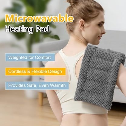Microwave Heating Pad 16x7in Microwavable Heat Pack for Muscle Pain Relief Moist Rice Clay Bean Bag Pack Heat Therapy for Shoulders, Lower Back, Abdomen Cramps Hot Cold Compress Reusable 1.8LBS