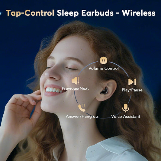 Invisible Sleep Bluetooth Earbuds for Side Sleepers, Flat Tiny Hidden Sleeping Earphones with Zero Ear Pressure, White Noise Support, No LED Lights No Notification Alerts