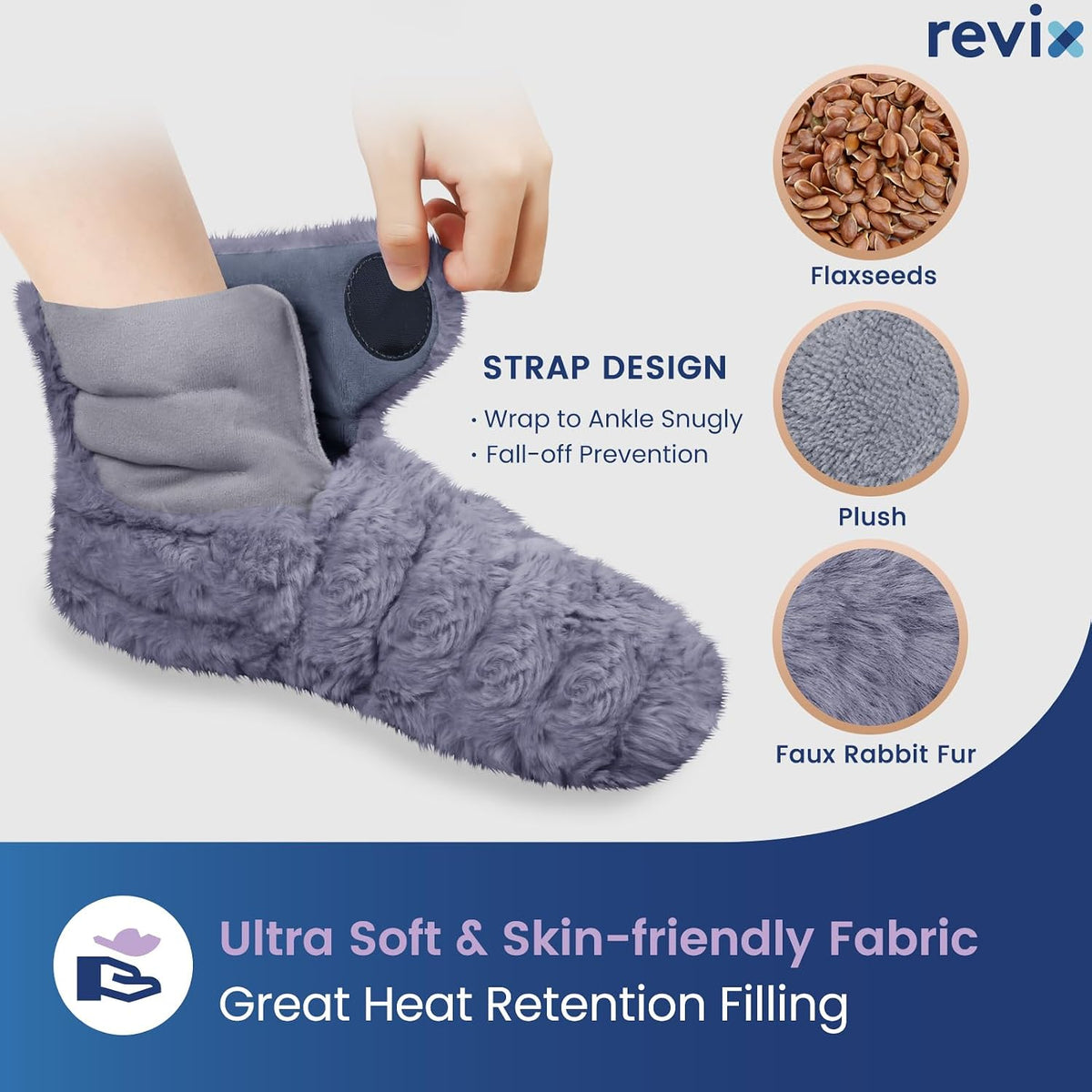 REVIX Microwavable Foot Warmers, Heated Booties for Cold Feet, Purple L