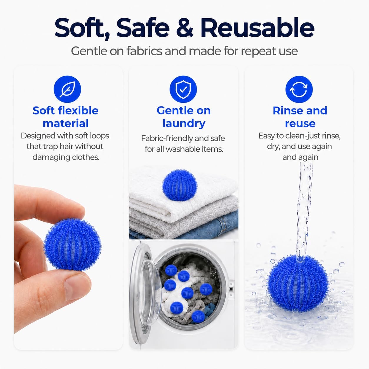 12 Pack Pet Hair Remover for Laundry, Reusable Hair Catcher Balls | Washing Machine Fur Catcher Pet Dog Cat Catcher Lint Remover Fuzz Pickup for Clothes, Towels & Blankets