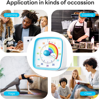 Yunbaoit Visual Timer with Night Light, 60 Minute Countdown, Light Blue | 3 Alarm Modes, Mute Flash, for Kids and Adults, Time Management Tool for Classroom, Home, School, and Work