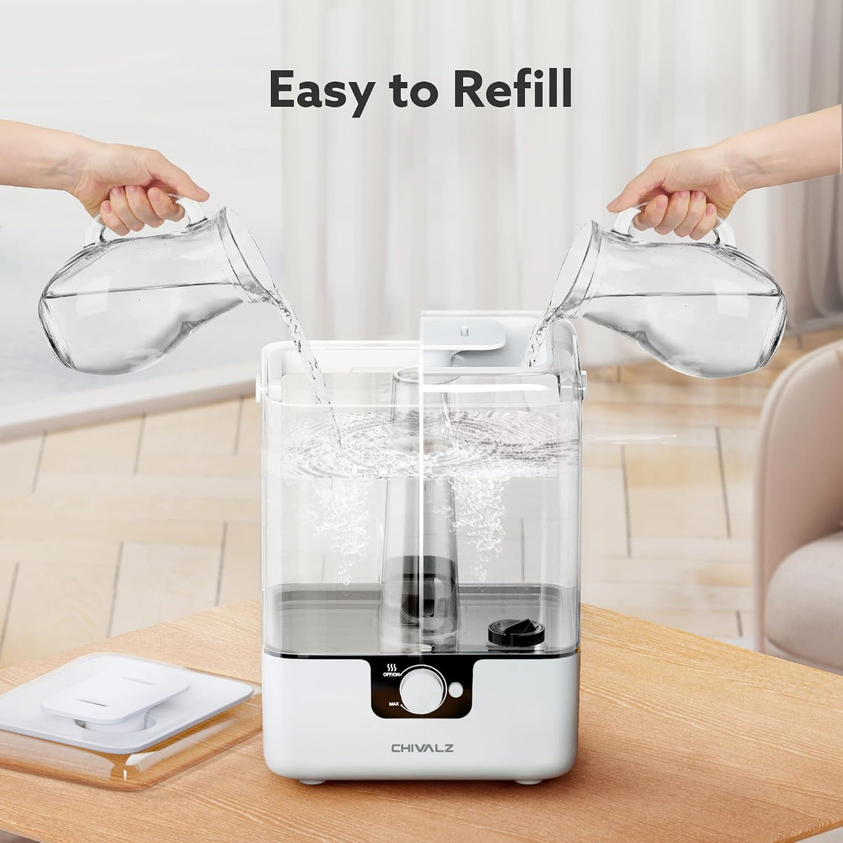 CHIVALZ 6L Humidifiers for Bedroom, Cool Mist, 26dB, 50H Runtime, White