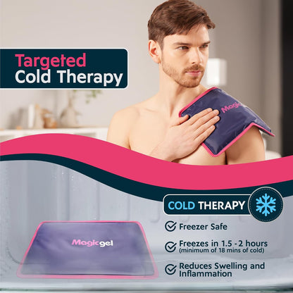 Magic Gel Ice Packs for Injuries Reusable (3 Pieces) | Flexible Wrap Around Gel Ice Pack Knees, Back, Shoulders, Arms and Legs (11" x 5.5") | Hot and Cold Compress Cold Packs for Injuries