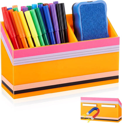 Tenceur Magnetic Dry Erase Marker Holder Acrylic Magnetic Pen Holder Whiteboard Marker Organizer for Whiteboard Fridge Refrigerator Locker Accessories Office Home Pen Storage(Checkered)