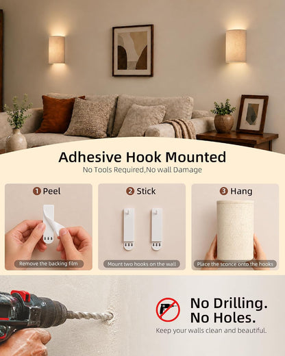 EZVALO Battery Operated Wall Sconce Set of Two with Remote, Wall Lights