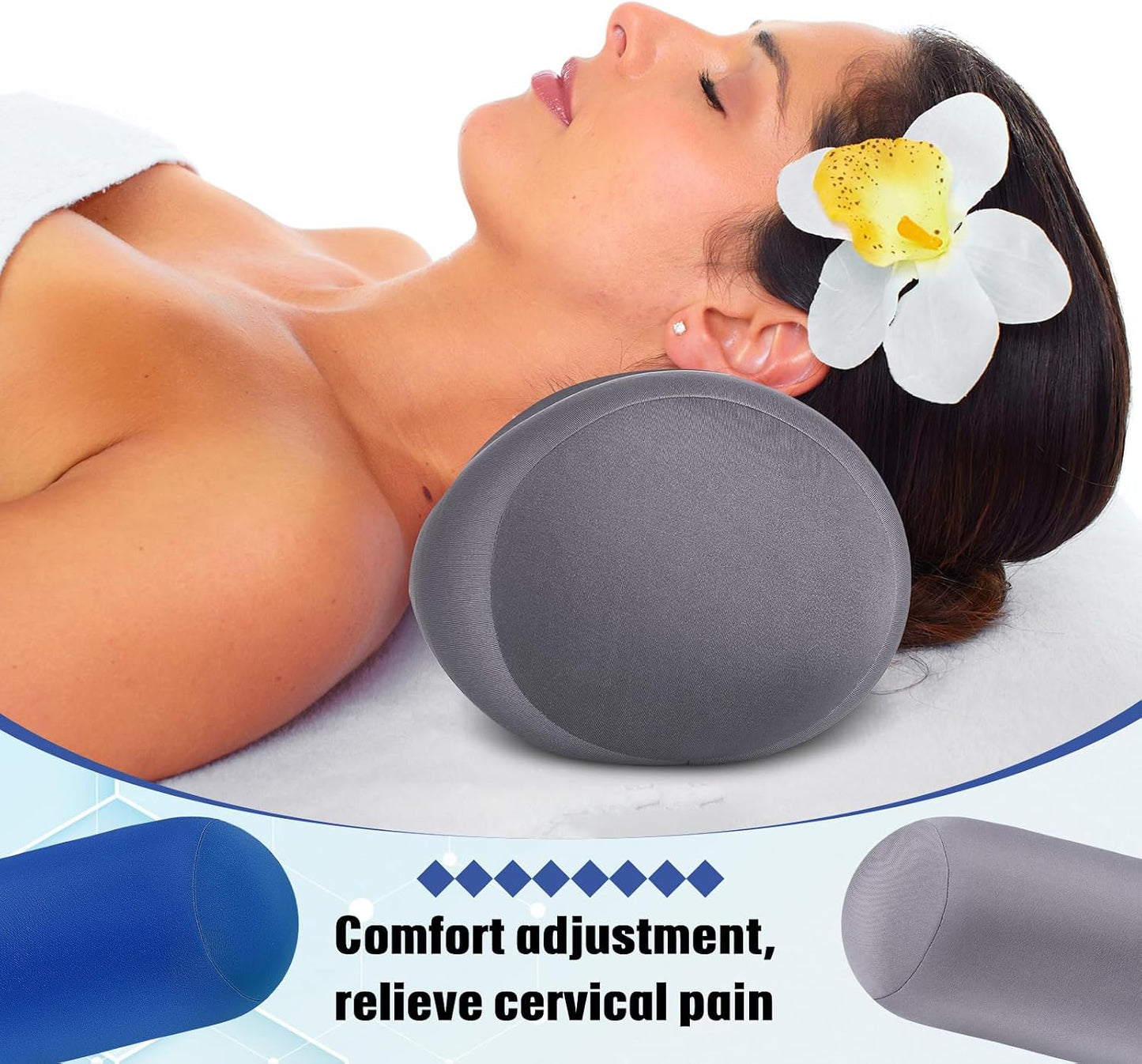 Geelin 2 Pcs Microbead Roll Pillow 11.8 x 6.3 Inch Soft Pillow Bolster Cylindrical Pillow Microbead Pillows for Sleeping Home Travel Neck Head Back Support Rest (Violet, Black)