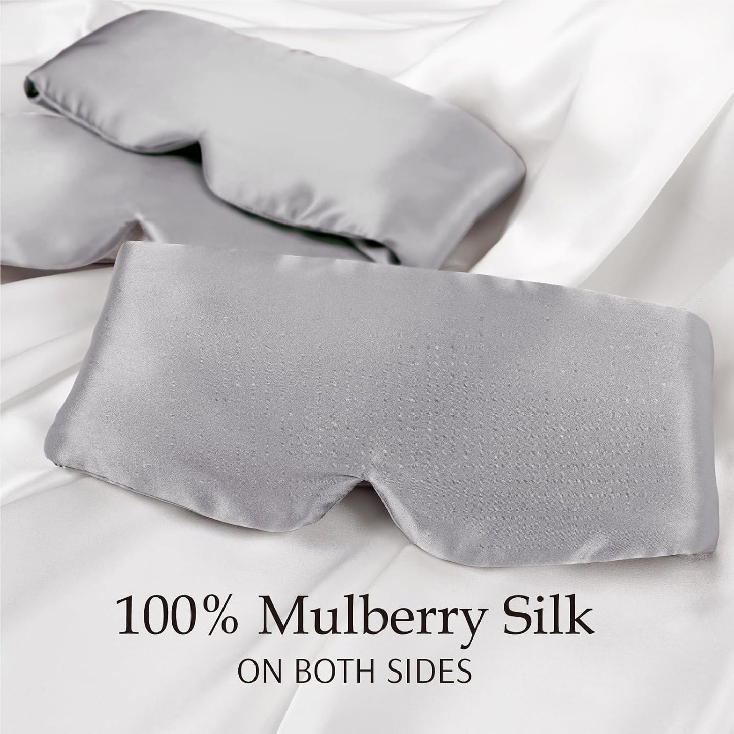 Zenssia 100% Mulberry Silk Sleep Mask Eye Mask for Man and Woman with Adjustable Headband, Full Size Large Sleep Mask & Blindfold for Total Blackout for All Night Sleep, Travel & Nap- Light Plum