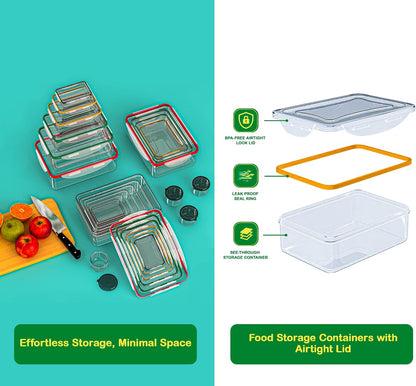 5 Pack Large Fruit Storage Containers for Fridge with Removable Colander | Plastic Food Storage Containers with Lids Airtight-Leak Proof Refrigerator Organizers and Storage of Vegetable