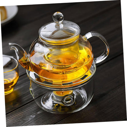 PRETYZOOM 1pc Creative Glass Base Heating Station for Tea Pot Stylish Insulated Furnace for Home Office Practical Tea Warmer No Candle Included