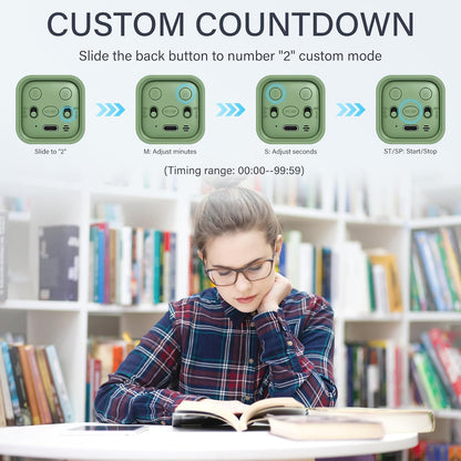 Rotating Pomodoro Timer 5, 25, 10 50 Minutes Preset, Desk Productivity Flip Timer, ADHD Tool Cube Countdown Stopwatch, Vibration/High/Low Volume/Custom Modes, for Work, Study, Back to School, Kitchen