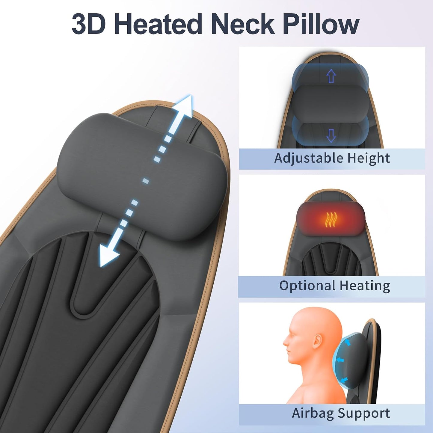 SLOTHMORE Back Massager for Chair, Vibration Massage Chair Pad | Back Massager with Heat, Adjustable Neck Pillow, Neck/Back/Hip Heating, 8 Vibration Motors, Gift for Dad Mom Mother