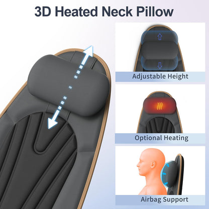 SLOTHMORE Back Massager for Chair, Vibration Massage Chair Pad | Back Massager with Heat, Adjustable Neck Pillow, Neck/Back/Hip Heating, 8 Vibration Motors, Gift for Dad Mom Mother