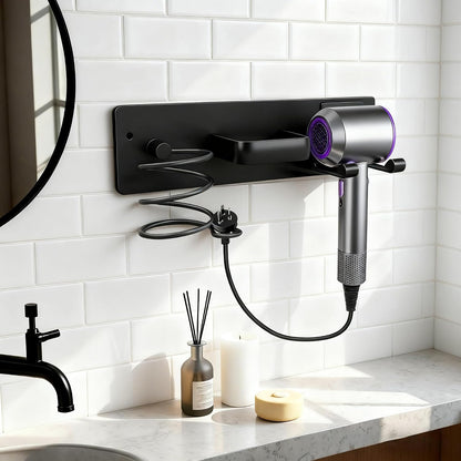 Hair Dryer Holder Hair Tool Organizer Metal Wall Mount (Gold) | Heat Resistant Hair Tool Organizer, Metal Wall Mount Storage, Bathroom Counter Space Saver, Blow Dryer Holder