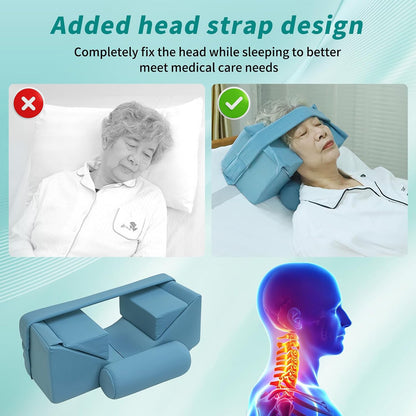 Neck Stabilizer Head Positioning Pillow for Bedridden Patients and Elderly – Adjustable Pillow for High-back Wheelchair and Hospital Bed, Support Medical Head Positioner (Upgraded with Neck Support)
