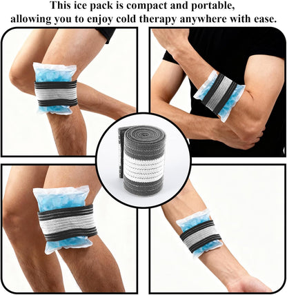 4-Pack Ice Pack Strap,Stretchable- 35.5"x3" Adjustable Hook and Loop Elastic Holder & Resuable Extender Belt for Secure Ice Pack Wrap, Blue