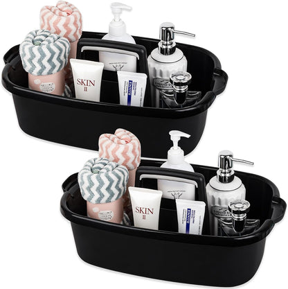JiatuA Large Cleaning Supplies Caddy Portable Shower Caddy Basket Dark Gray | Sturdy Supply Organizer with Handle Plastic Bucket Tool Storage for Bathroom Bedroom Kitchen Garden College Dorm Essentials