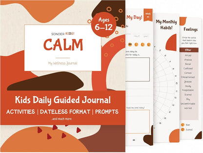 Sonder Kids Wellness Gratitude Journal - Kids Journal for Girls and Boys, Hands-On Activities like Crosswords, Coloring and Nature Prompts, Undated, Ages 6-12, 56 pages