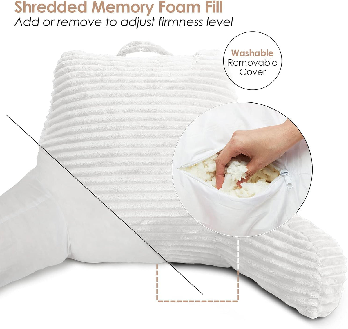 Clara Clark Reading Pillow for Bed Adult – Back Pillow for Sitting in Bed, Standard Bed Pillows for Sitting Up, Foam Chair Pillow, Sage Green Rest Pillow