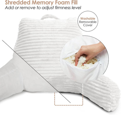 Clara Clark Reading Pillow for Bed Adult – Back Pillow for Sitting in Bed, Standard Bed Pillows for Sitting Up, Foam Chair Pillow, Sage Green Rest Pillow