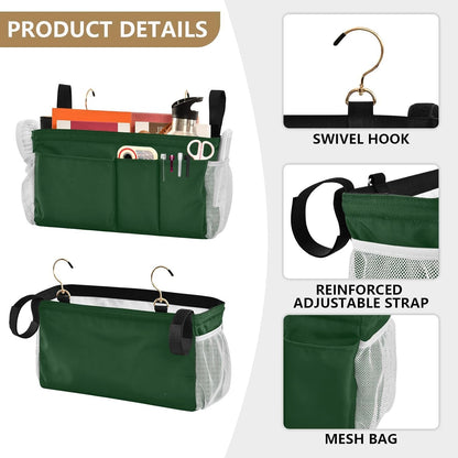 Forest Green Bedside Caddy Bedside Storage Organizer Hanging Storage Bag for Bunk and Hospital Beds, Dorm Rooms Bed Rails