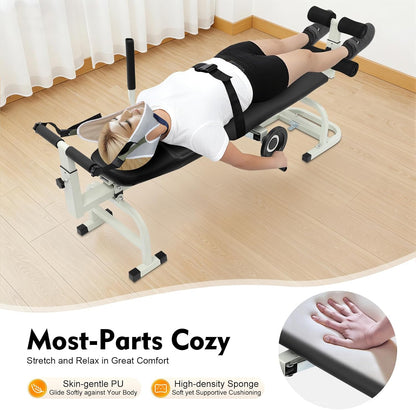 Decompression Table, Spinal Decompression Machine with Base & Safety Belt Decompression Back Stretcher Traction Table Adjustable Decompression & Stretch Table for Tension Relief