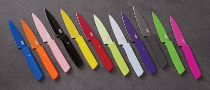 Kuhn Rikon Colori® Paring Knife – 4 Inch Japanese Stainless Steel, Nonstick Blade, Ergonomic Handle & Sheath, Yellow