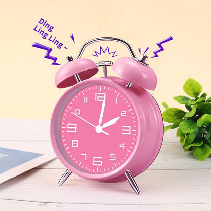 pxy Loud Alarm Clock for Heavy Sleepers 3D Dial Battery Operated (Battery Include), 4" Super Silent Analog Alarm Clock for Kids with Night Light PT260 Silver OrangePT505 Green White