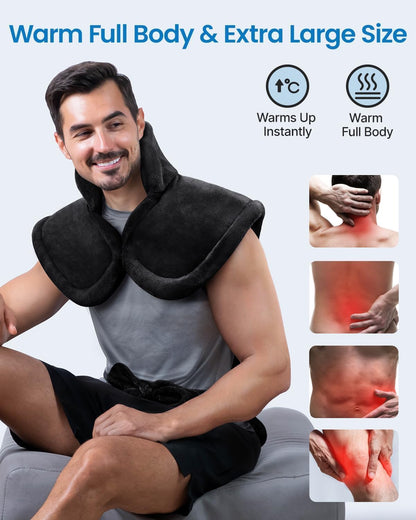 RENPHO Electric Heating Pad - 6 Heat Levels for Neck Shoulder and Back, Birthday Gifts for Women Men Mom Dad, Weighted Pad for Snug Fit, ETL Safety Certified, FSA Eligible, 24"x33" Gray