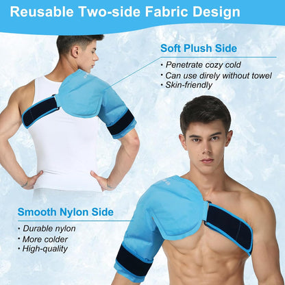 Neck and Shoulder Ice Pack for Pain Relief, Extra-Large Reusable Hot & Cold Gel Wrap, Therapy for Rotator Cuff, Muscle Spasms, Swelling, Surgery Recovery – Long-Lasting Cold Compress