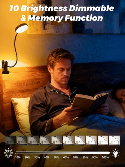 Clip on Lamp,10 RGB Colors+10 Brightness Bright Desk Lamp with Clamp Light