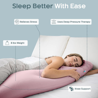 Weighted Body Pillow 6.5lbs, Cooling Tencel Cover, 41” x 10” | Calming Weighted Comfort, Breathable Cooling Cover, Machine Washable, Made for Side Sleepers, 12 Month Warranty