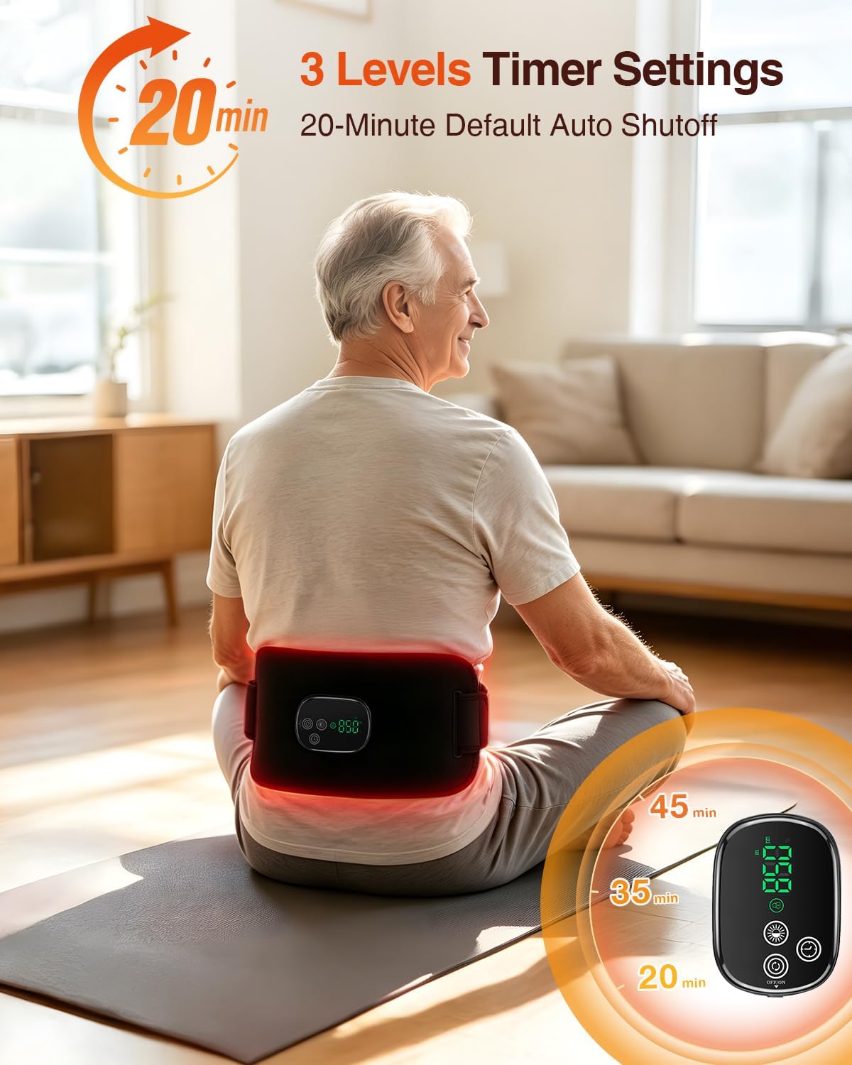 YUHUO Cordless Heating Pad for Back, 660nm 850nm LED for Waist Knee Elbow