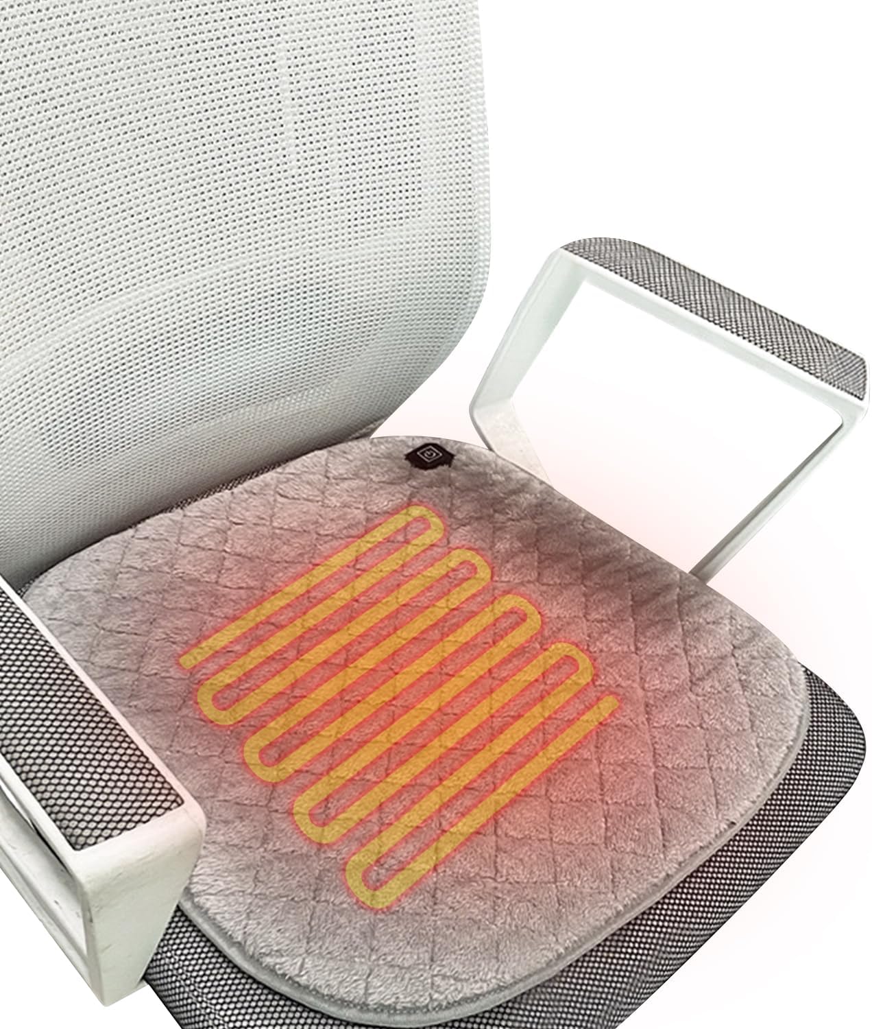Portable Electric Heating Pad for Office Chair USB Large Size Heated Seat Cushion 3 Temperature Settings Fast Heat Seat Warmer Machine Washable 18x18in Grey