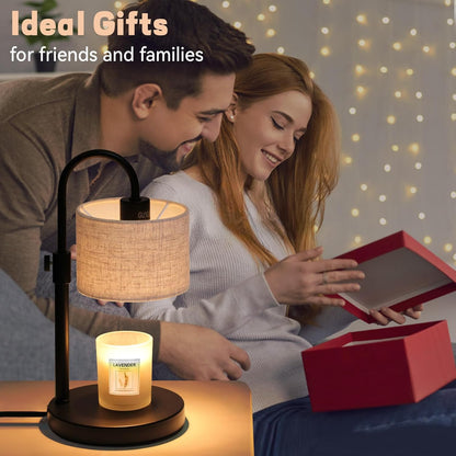 FINCMY Candle Warmer Lamp with Timer, Adjustable Height Candle Wax Warmer Candle Lamp Warmer for Jar Candles, Home Decor House Warming Gifts Compatible with Various Candles (Linen)