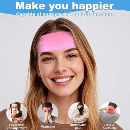 2pcs Migraine Headache Headband，Small Portable Gel Ice Pack Head Strap，Soothing Ice Packs Head Face Cold Compress for Tension Stress & Hangove