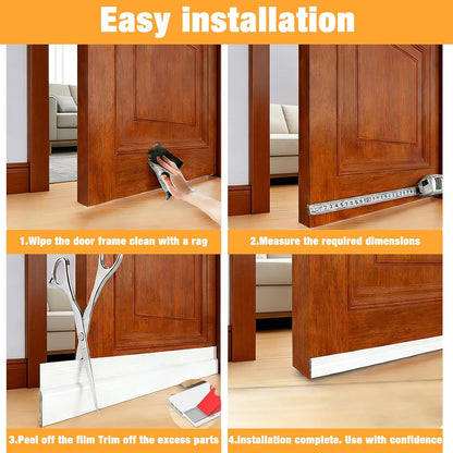 2 Pack Door Draft Stopper (2" W x 39" L), Multi-Use Under Door Sweep & Window Draft Blocker, Weather Stripping for Garage/Interior/Exterior Doors, Dust/Noise, Reusable & Trimmable(White)