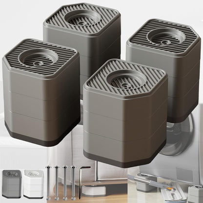 Anti Vibration Pads for Washing Machine, 1.8/3/4 Inch Washer Dryer Height Risers with Non-Slip Rubber Feet, Heavy Duty Anti Vibration Pads for Laundry Appliances(Grey 4 Pack, 3 inch)