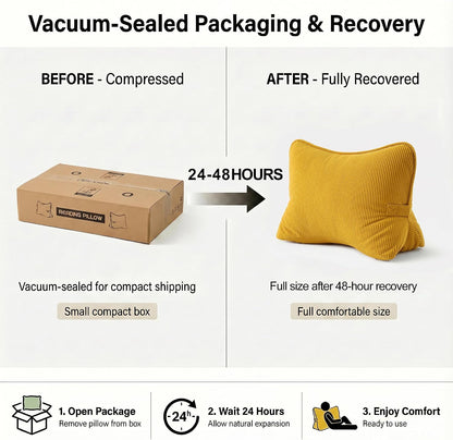 Pat. Pend. Corduroy Lumbar Support Back Pillow for Watching TV, Reading & Gaming, Ergonomic Triangle Support Cushion for Sofa, Armchair & Bed Sitting, Removable Washable Cover, Beige Gray