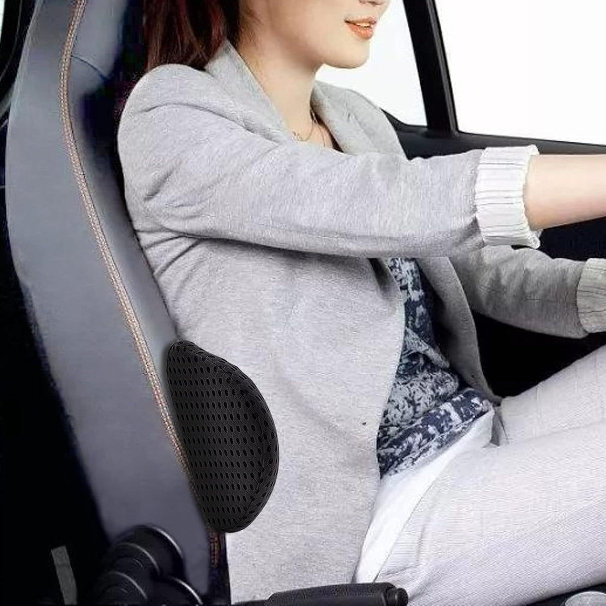 Lumbar Pillow, Memory Foam Lumbar Support Pillow for Office Chair and Car Seat, Ergonomic Streamline Back Pillow for Lower Back Pain Relief, Back Support Pillow for Sitting, Driving, Traveling