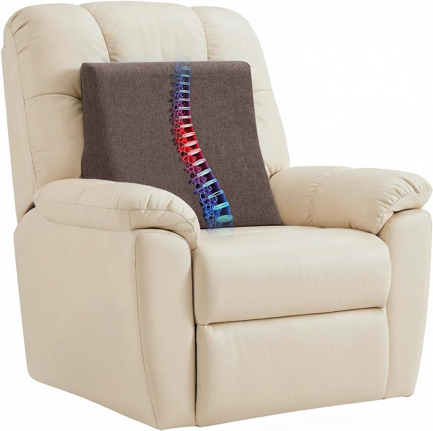 Vekkia Lumbar Support Pillow for Recliner(Brown) | Rocking Chair Pillow for Lower Back Pain Relief/Lumbar Cushion for Sofa/Recliner Cushions for Elderly/Washable Cover